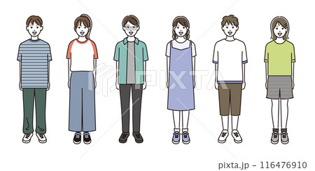 カジュアルな服装の中学生の男女 116476910