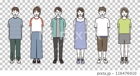 カジュアルな服装の中学生の男女 116476910