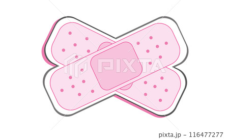 Pink adhesive plaster icon on white background, first aid adhesive plaster, two cute rectangular shaped adhesive plaster 116477277