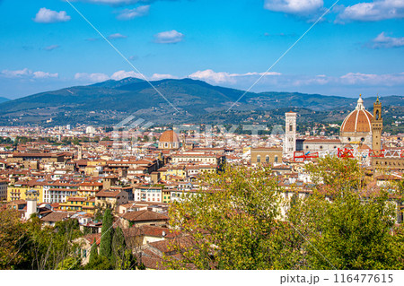 きれいな大聖堂のあるイタリアの花の都フィレンツェの旅行風景 116477615