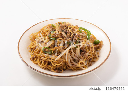 ピーマンとひき肉のソース焼きそば ピーマンとひき肉のソース焼きそば 116479361