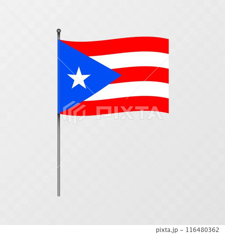 Puerto Rico flag on flagpole. Vector illustration. 116480362