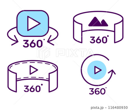 Virtual cinema and panoramic video icon, VR and 360 degree view surround video Virtual cinema and panoramic video icon, VR and 360 degree view surround video 116480930