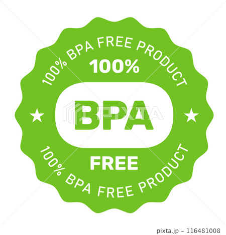 BPA free label, bisphenol A and phthalates free product, non toxic plastic emblem, vector 116481008