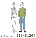 老夫婦の全身シンプル手描きイラスト 116481265
