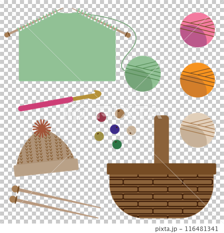 編み物風のイラストセット 116481341