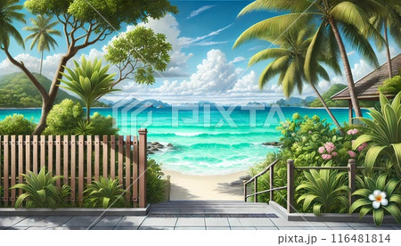 リゾートの青い海 116481814