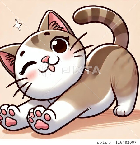 伸びをしている猫のイラスト 116482007
