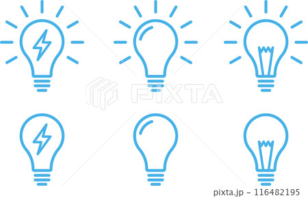 ひらめく電球のアイコンイラスト青1 116482195