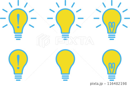 ひらめく電球のアイコンイラスト青黃2 116482198
