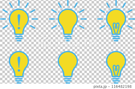 ひらめく電球のアイコンイラスト青黃2 116482198