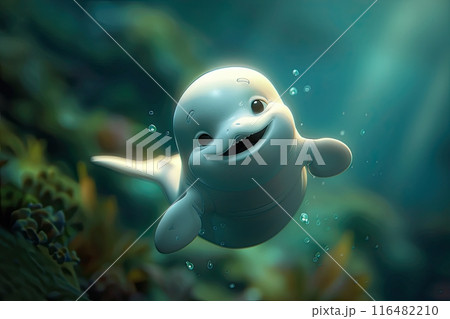 Baby cute Beluga Cartoon illustration. Baby cute Beluga Cartoon illustration. 116482210