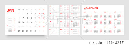 Monthly calendar layout for 2025. Planner diary. 116482574