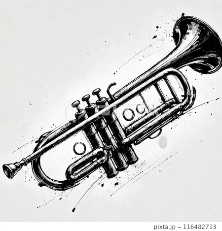 トランペット 水墨画のイラスト素材 [116482713] - PIXTA