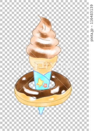 A floating ring hanging from a soft serve ice cream A floating ring hanging from a soft serve ice cream 116483139