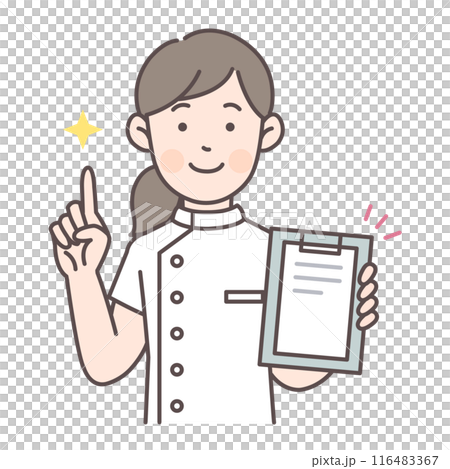カルテを見せながら解説する女性看護師 116483367