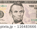 US President Abraham Abe Lincoln on USA five dollar bill macro, 5 usd 116483666