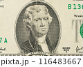 Two-dollar banknote, featuring a portrait of President Thomas Jefferson 116483667