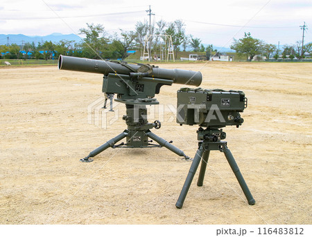 展示される陸上自衛隊の87式対戦車誘導弾 展示される陸上自衛隊の87式対戦車誘導弾 116483812