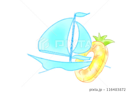 ヨットに掛かる浮き輪 116483872