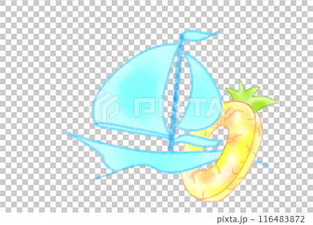 ヨットに掛かる浮き輪 116483872