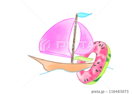 ヨットに掛かる浮き輪 116483873