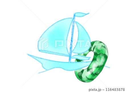 ヨットに掛かる浮き輪 ヨットに掛かる浮き輪 116483878