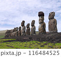 イースター島のラパ・ヌイ国立公園の中のアフ・トンガリキの15体のモアイ像 116484525