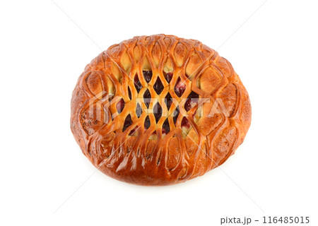 Homemade pie isolated on white background. Homemade pie isolated on white background. 116485015
