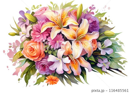 Drawing beautiful summer wedding bouquet 116485561