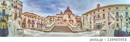 Panoramic picture of the church Chiesa di San Domenico without people in the Sicilian city of Palermo Panoramic picture of the church Chiesa di San Domenico without people in the Sicilian city of Palermo 116485958