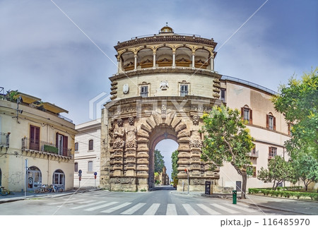 Panoramic picture of the Porta Nuova in the Sicilian city of Palermo without people Panoramic picture of the Porta Nuova in the Sicilian city of Palermo without people 116485970