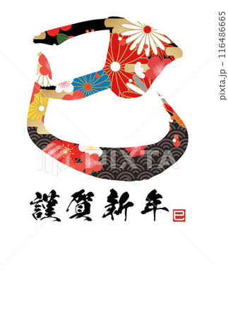 巳文字年賀状（年賀状筆文字素材） 116486665