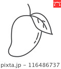 Mango line icon, fresh and fruit, mango fruit vector icon, vector graphics, editable stroke outline sign, eps 10 116486737