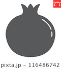 Pomegranate glyph icon, fresh and fruit, pomegranate vector icon, vector graphics, editable stroke solid sign, eps 10. 116486742