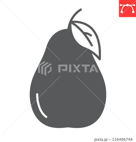 Pear glyph icon, fresh and fruit, pear vector icon, vector graphics, editable stroke solid sign, eps 10. 116486744