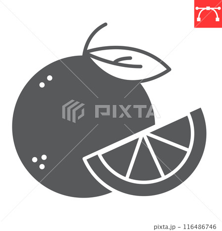 Orange fruit glyph icon, fresh and fruit, orange vector icon, vector graphics, editable stroke solid sign, eps 10. 116486746