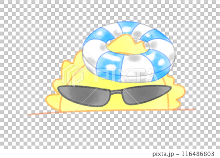 太陽に掛かる浮き輪 116486803