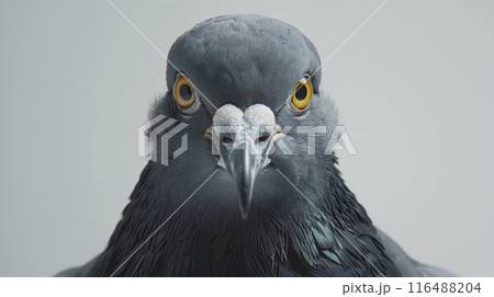 Close-Up Portrait of a Pigeon With Intense Gaze 116488204