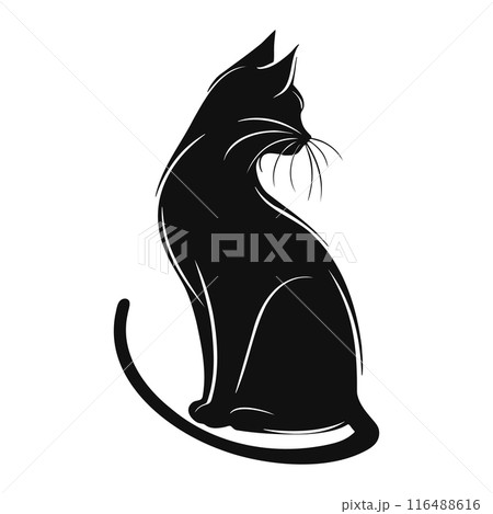 Black cat silhouette isolated on white background. Pets logo design 116488616
