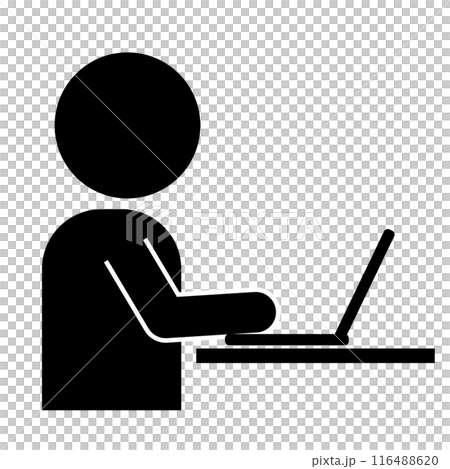 在電腦上工作的人的象形圖 116488620