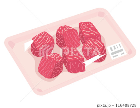 スーパーで売っているバックされたカレーシチュー用の牛肉 116488729