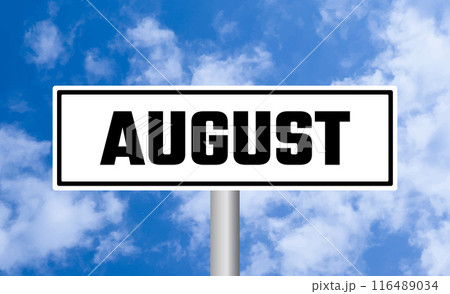 August road sign on blue sky background August road sign on blue sky background 116489034