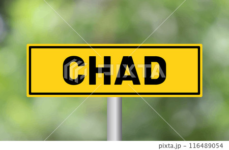 Chad road sign on blur background 116489054