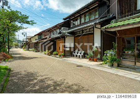 滋賀県米原市　旧中山道の醒井宿の地蔵川と呼ばれる清流のあるまちなみ 116489618