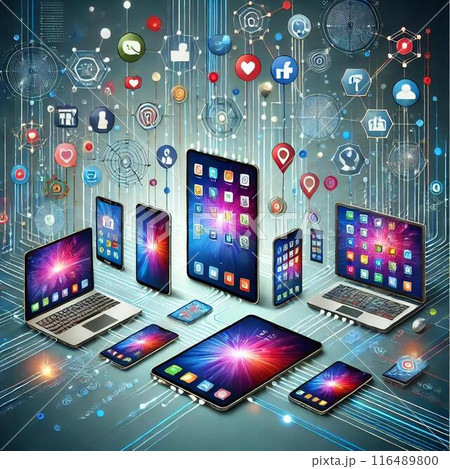 ネットワーク　スマートフォン　デジタル　AI デバイス 116489800