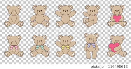 可愛的泰迪熊向量插圖集圖示動物 可愛的泰迪熊向量插圖集圖示動物 116490618
