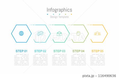 Infographic 5 options design elements for your business data. Vector Illustration. 116490636