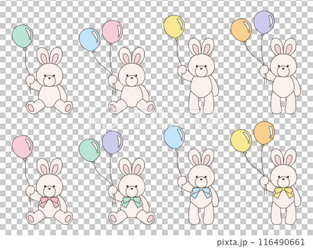 かわいいうさぎのぬいぐるみのベクターイラストセット アイコン 動物 かわいいうさぎのぬいぐるみのベクターイラストセット アイコン 動物 116490661