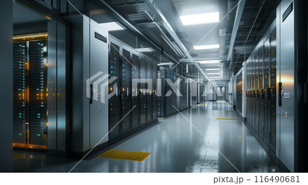 最新のハイテクデータセンターの内部 116490681